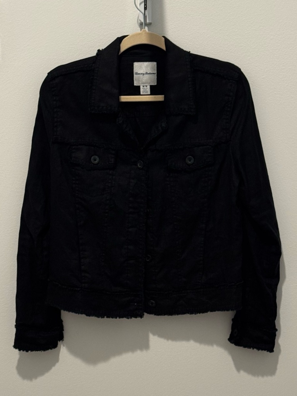 Tommy Bahama Two Palms Linen Raw-Edge Jacket Black